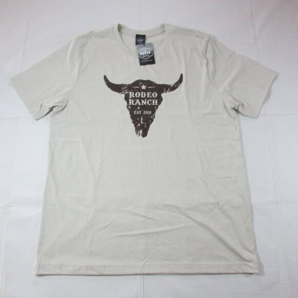 Rodeo Ranch Men's Short Sleeve Cowskull Graphic T- Shirt - Stone - Picture 1 of 2